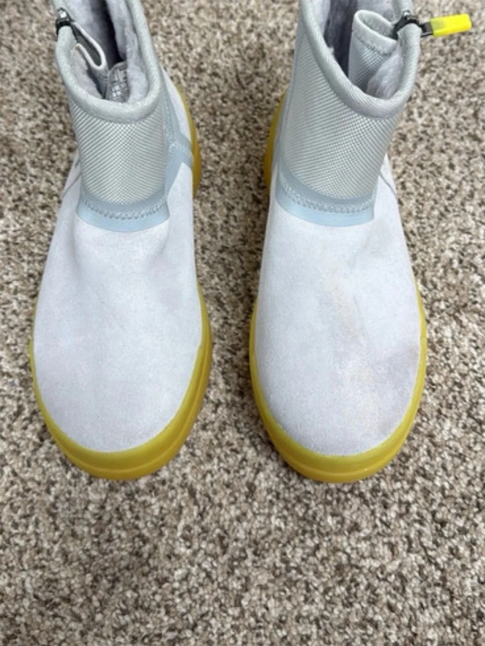UGG Kids Light Gray and Yellow Zip-Up Waterproof Boots